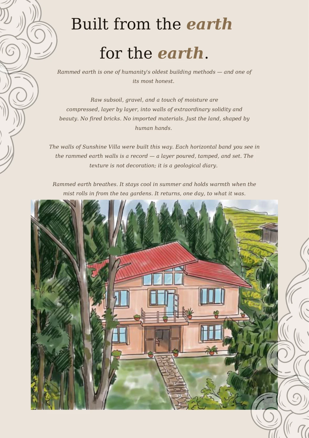Sunshine Villa menu, page 6: Built from the earth